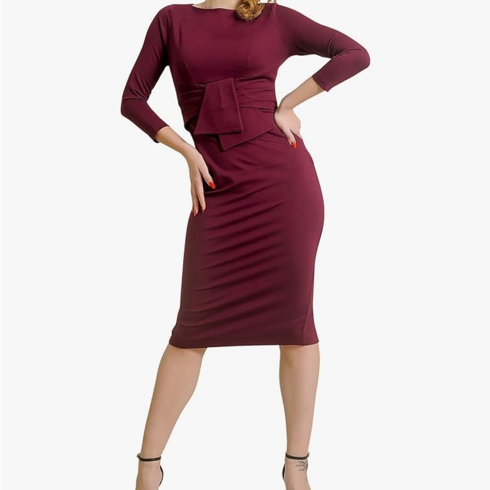 Maroon midi dress